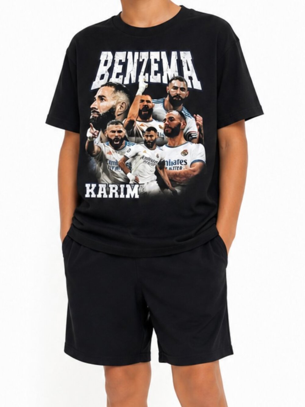 Gildan Boys' Karim Benzema Real Madrid Graphic Tee Black, S